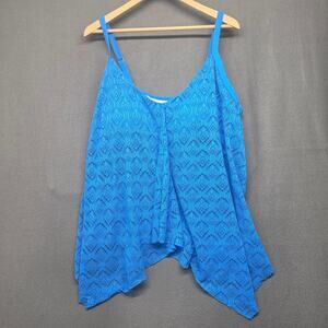 Swim Suits For All Blue Handkerchief Tankini Top Womens 26 Plus Size Swimwear